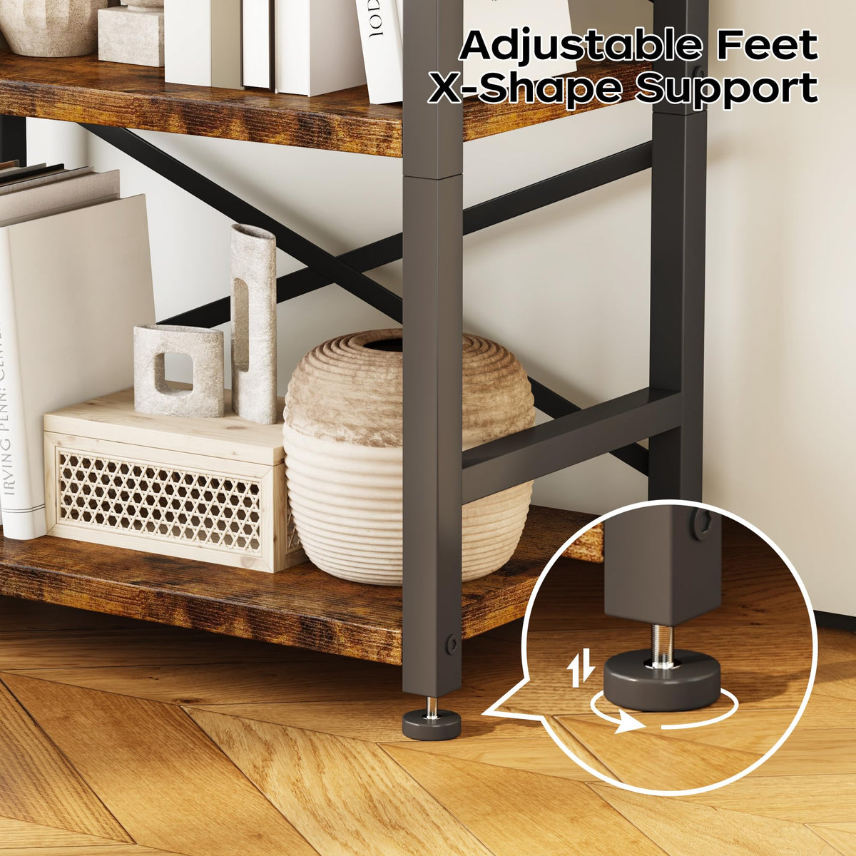 5 Tier Wood and Metal Bookshelf R148