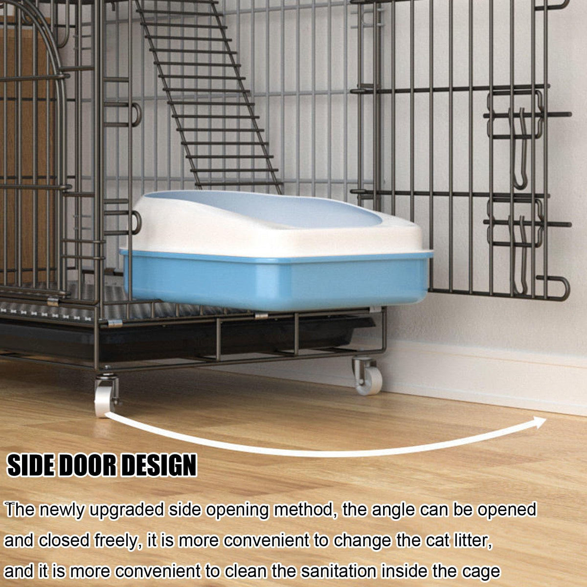 Collapsible Metal Wire Cat Cage with Wheels P563198