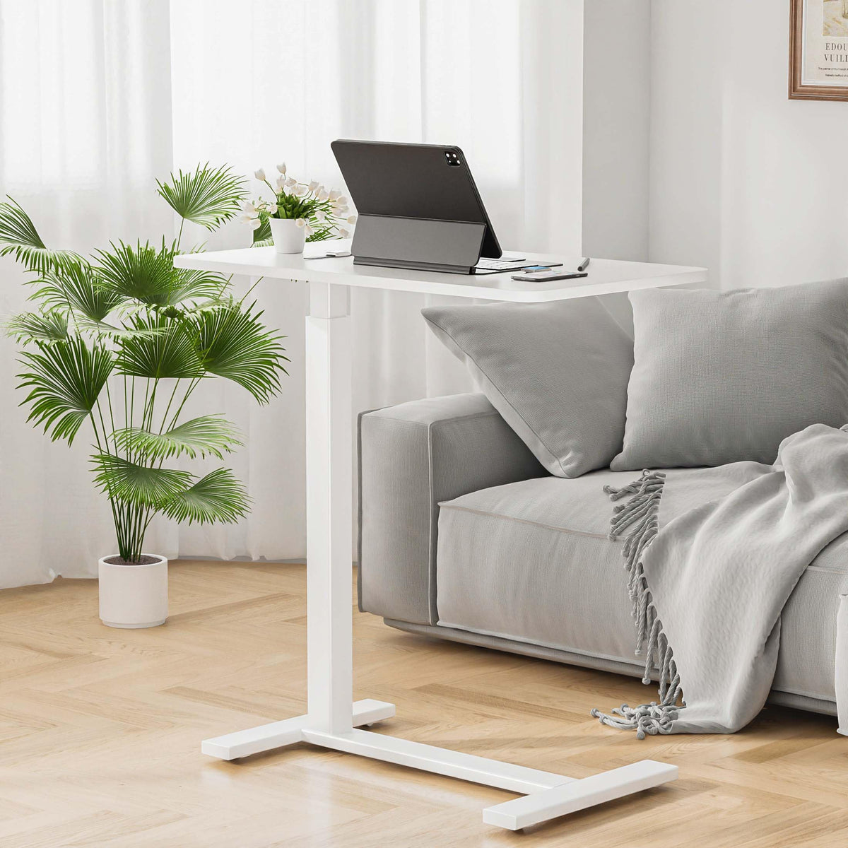 Hospital Over Bed Table with Wheels White W422241