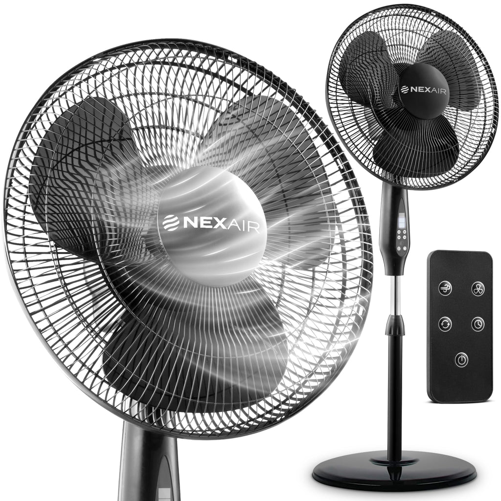 16 Inch Oscillating Pedestal Fan with Remote Control, 3 Speed, Adjustable Height M18018