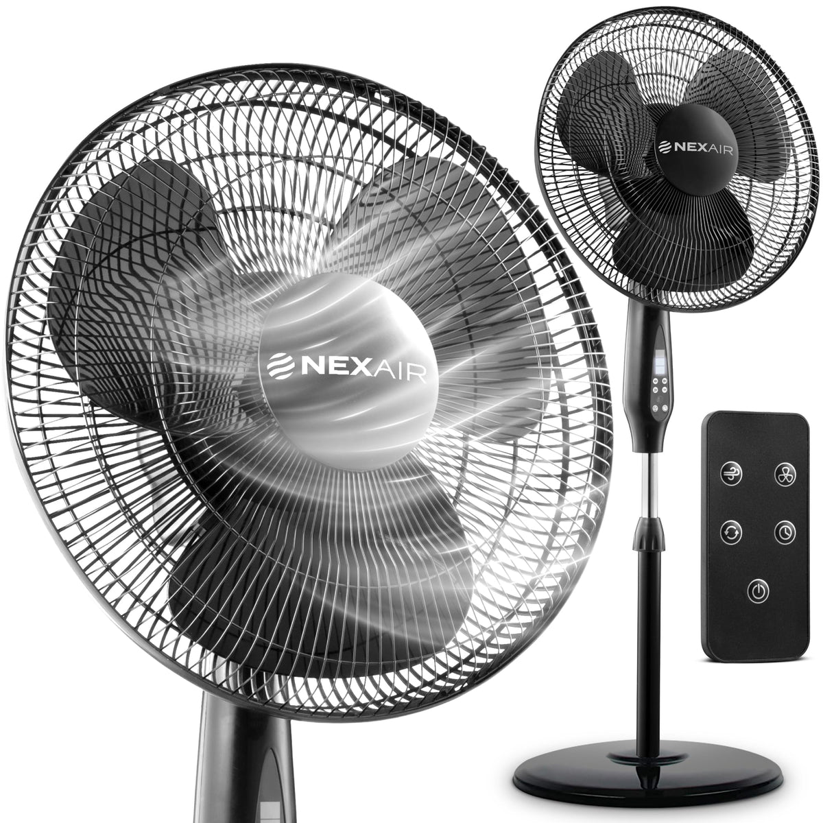 16 Inch Oscillating Pedestal Fan with Remote Control, 3 Speed, Adjustable Height M18018