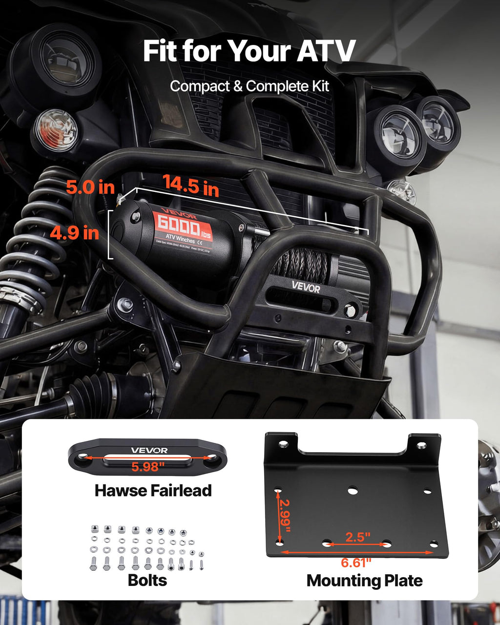6000 lbs 12V Electric Winch with Synthetic Rope I486
