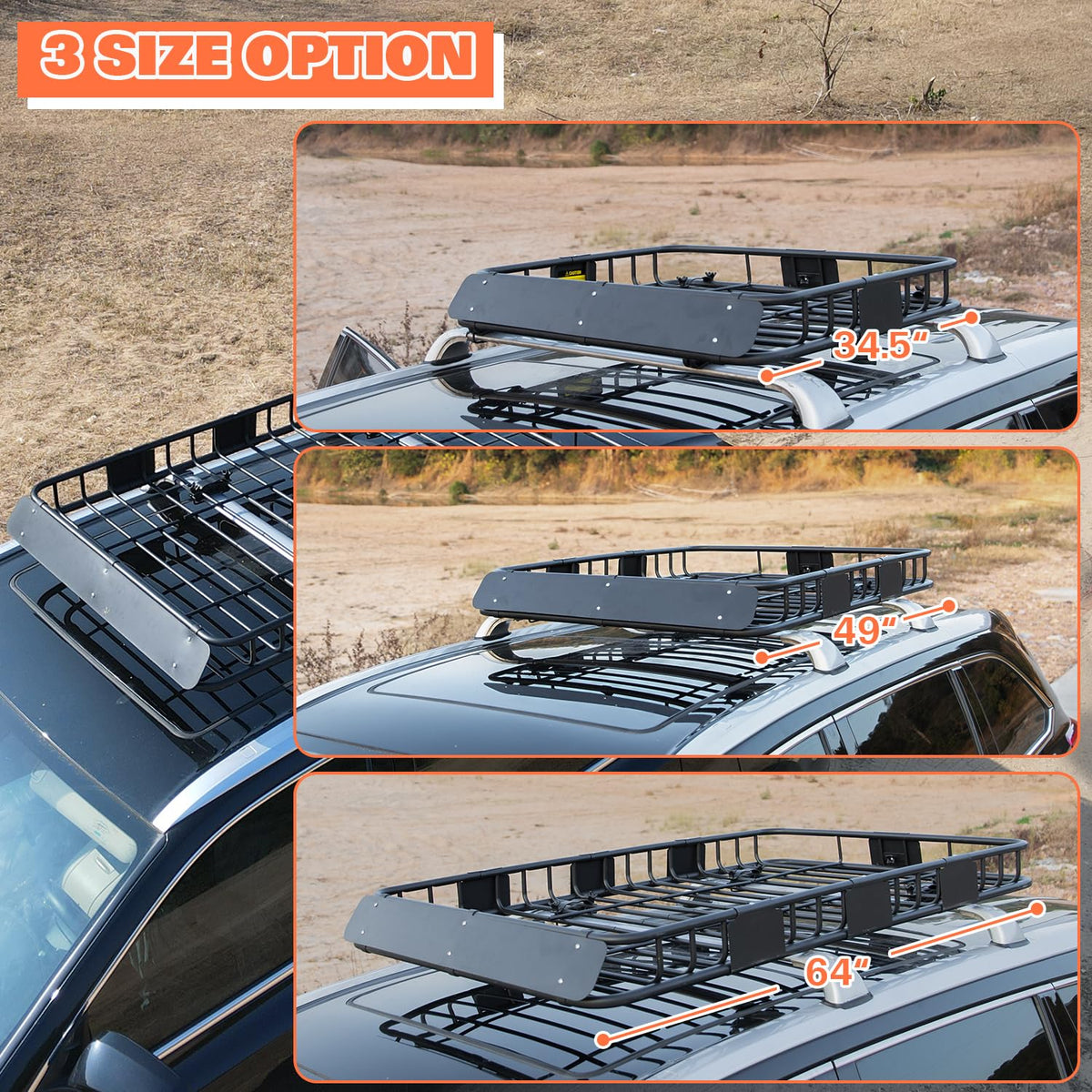 64" x 39" x 5" 200lb Heavy Duty Roof Rack Carrier Basket with Waterproof Bag J742675