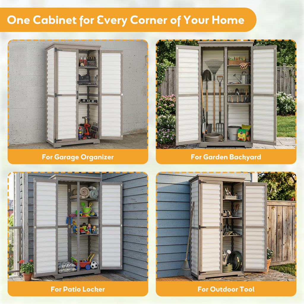 Outdoor Storage Cabinet with Adjustable Shelves S244