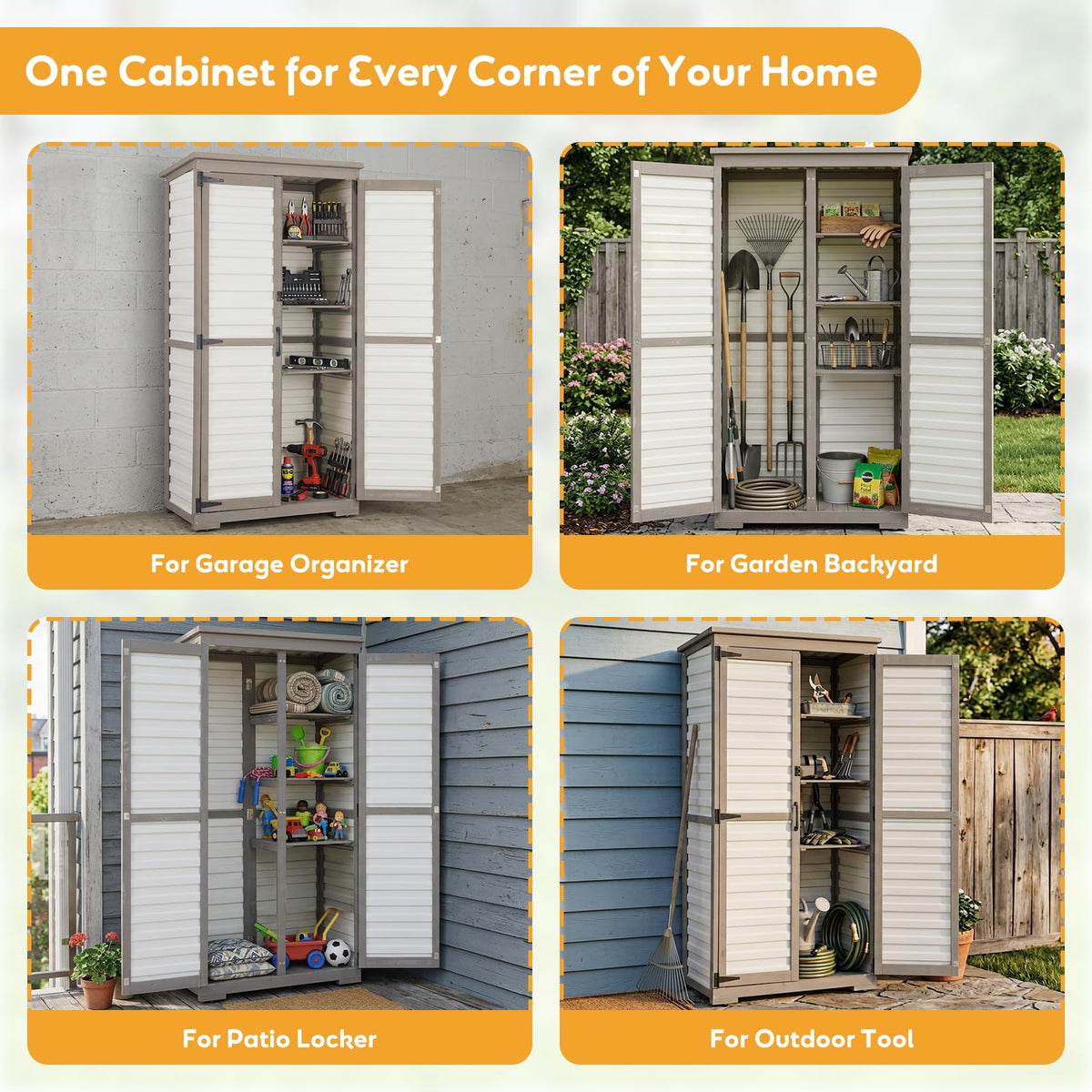Outdoor Storage Cabinet with Adjustable Shelves S244