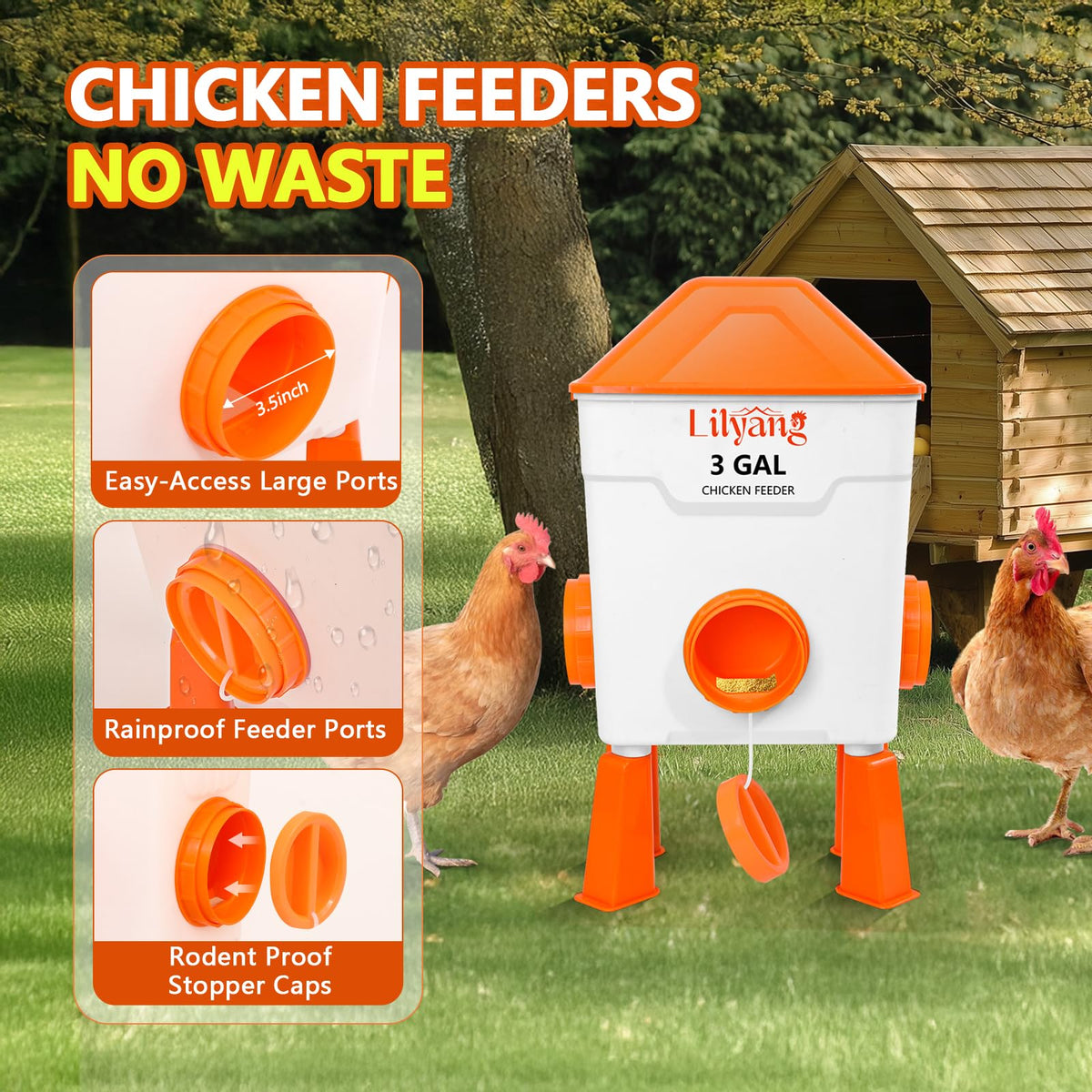 3 Gallon Automatic Chicken Waterer & Feeder Set K893054