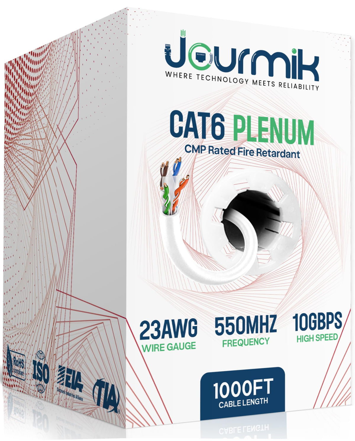 CAT6 Plenum Ethernet Cable 1000ft White N696508