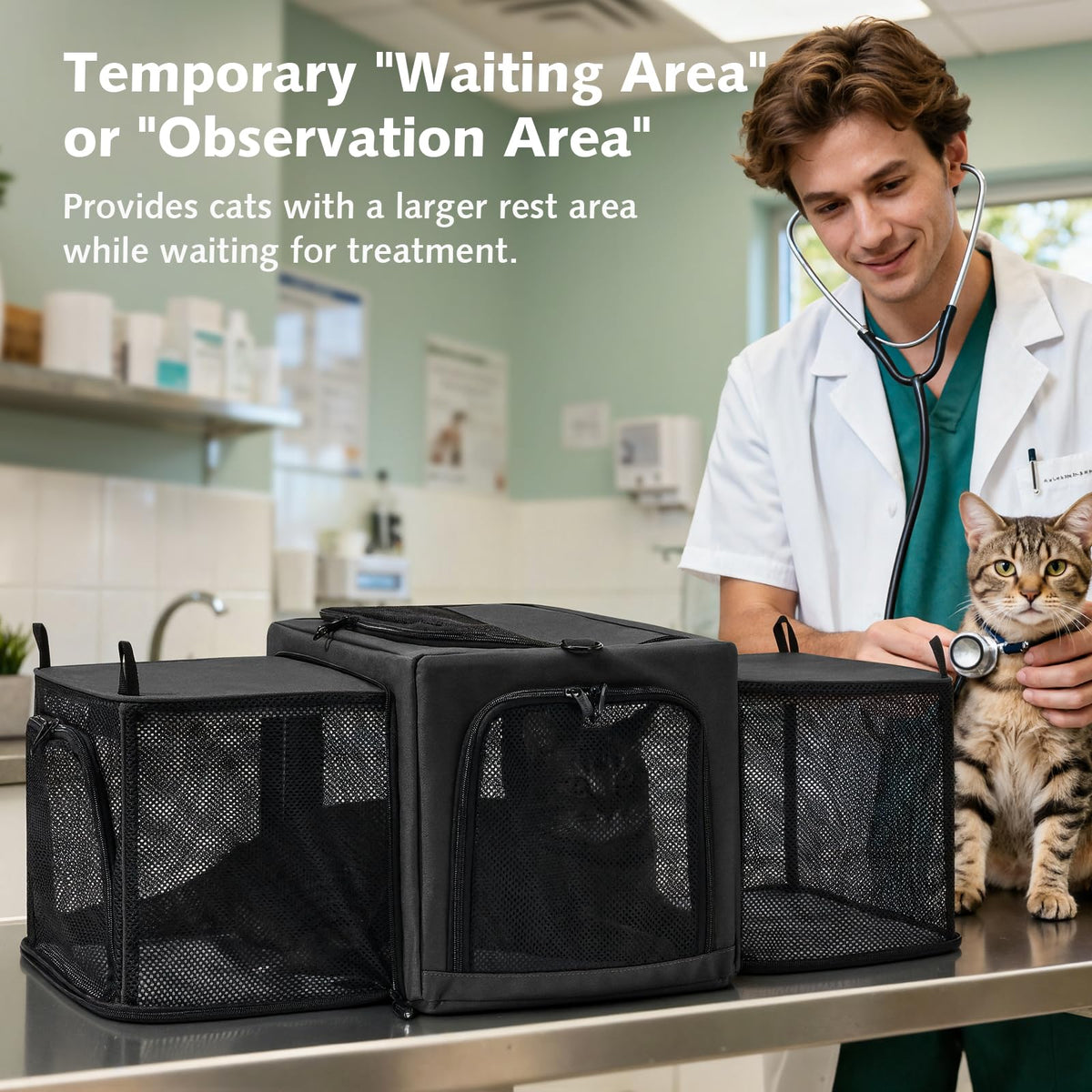 Expandable Dark Gray Cat Carrier T4862