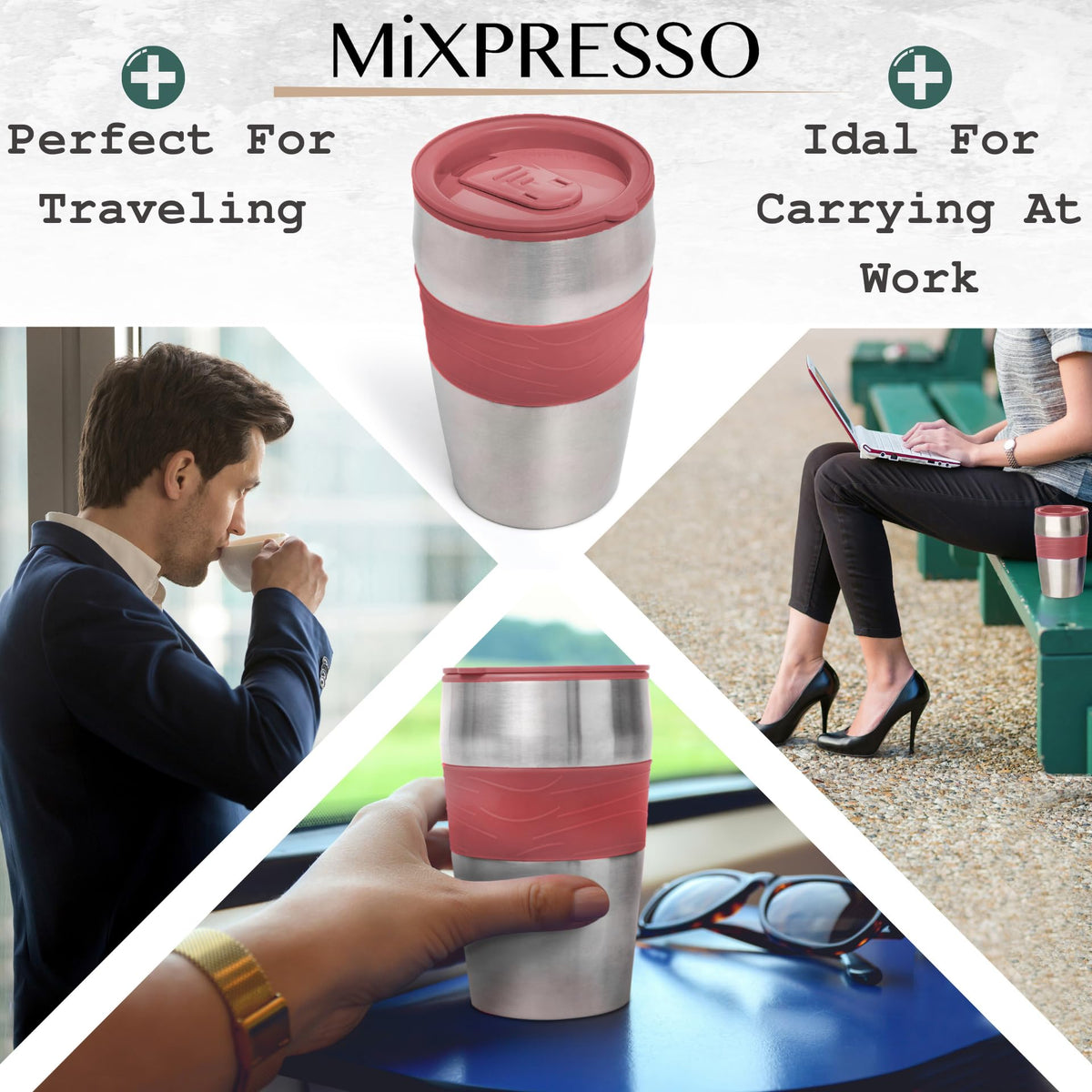 Single Serve Coffee Maker with 14oz Travel Mug Red O55522