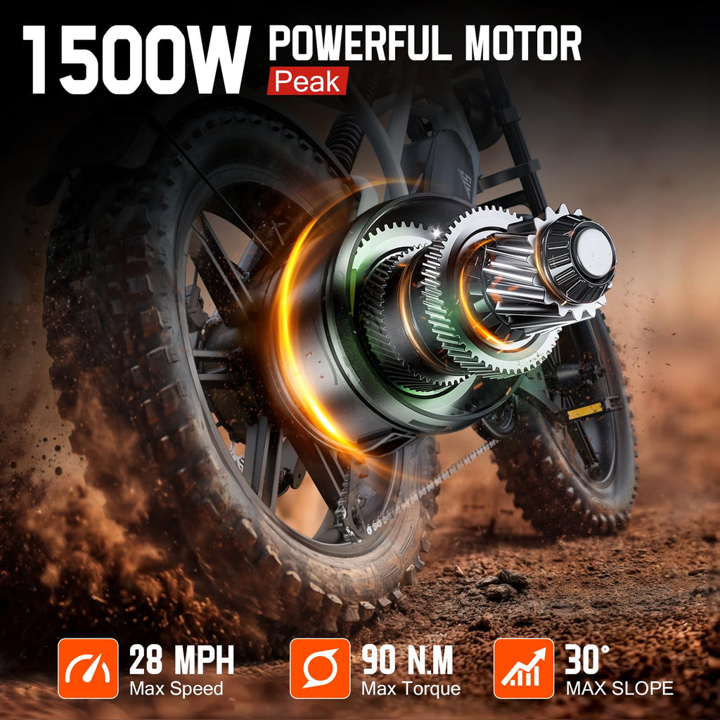 48V 15/25Ah Battery 2000W Peak Motor Electric Bike U523