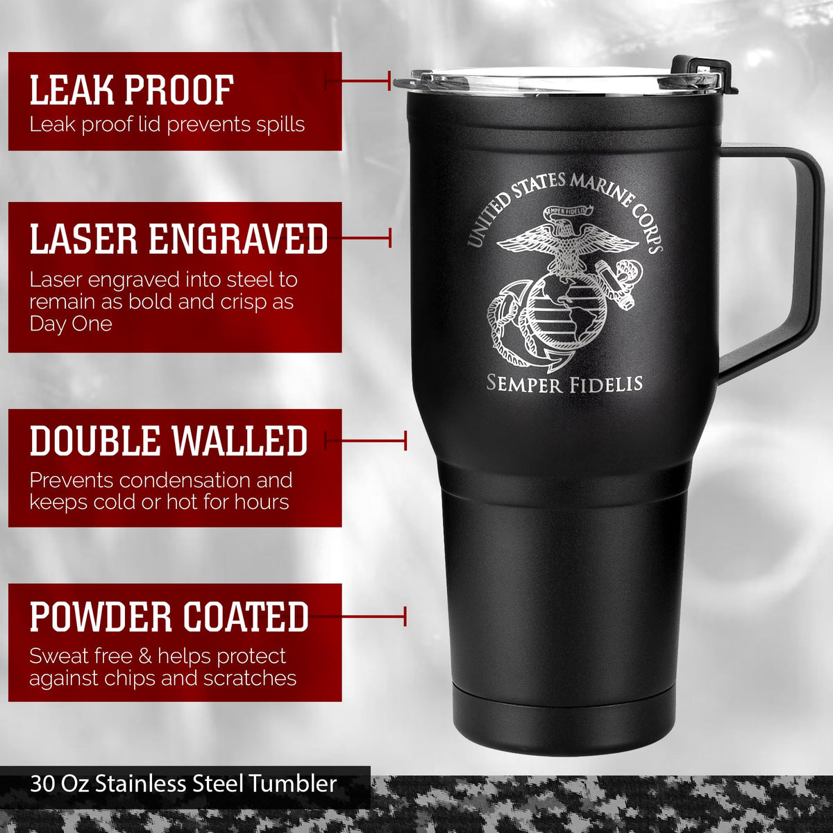 30 oz Stainless Steel Tumbler with Handle L3459