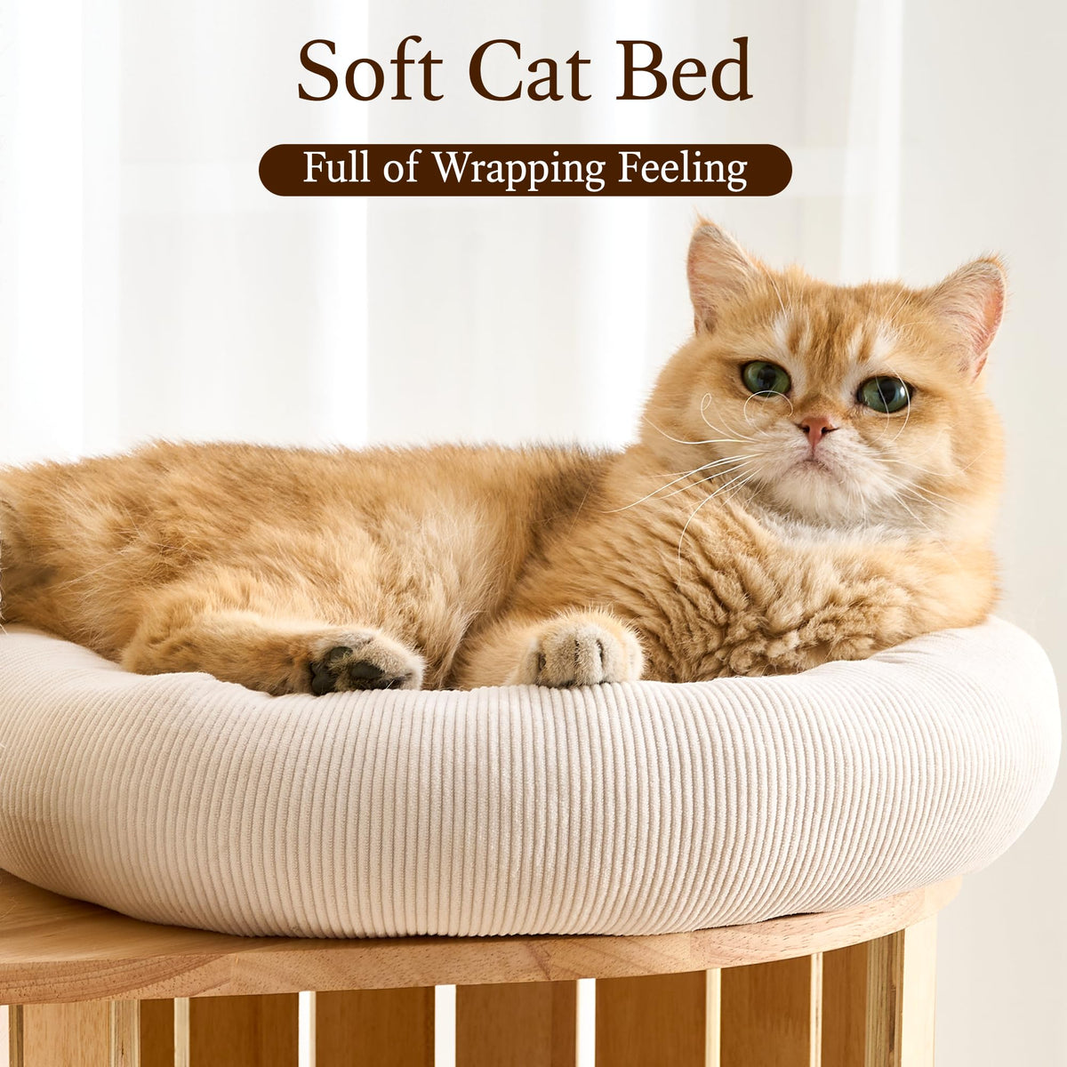 Solid Wood 70 Inches Tall Cat Tree Tower with Scratching Post M43849