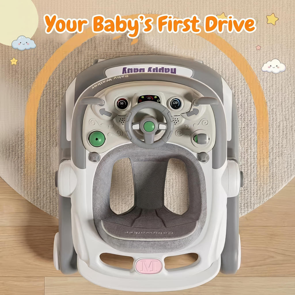 Foldable Baby Walker with Wheels and Bouncing Foot Mat L8238