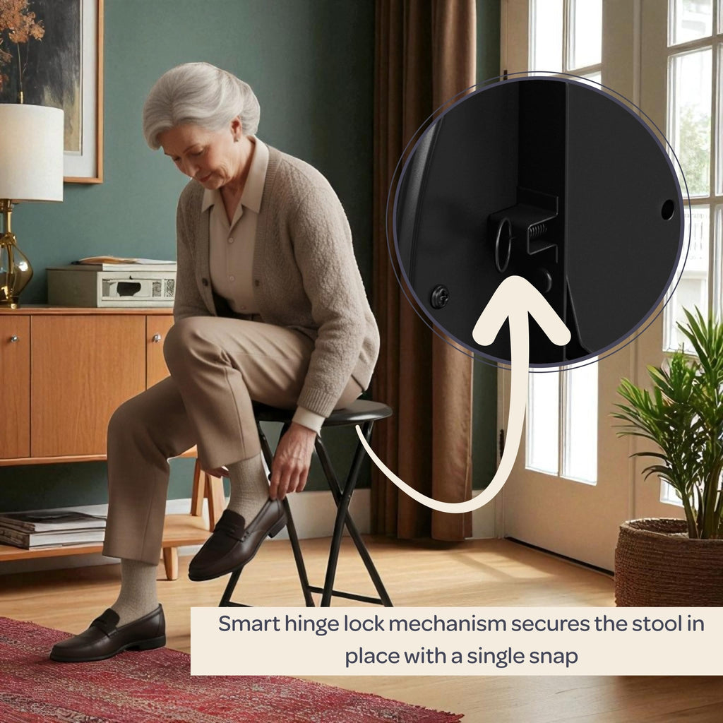 Black 18 Inch Portable Folding Stool F3005