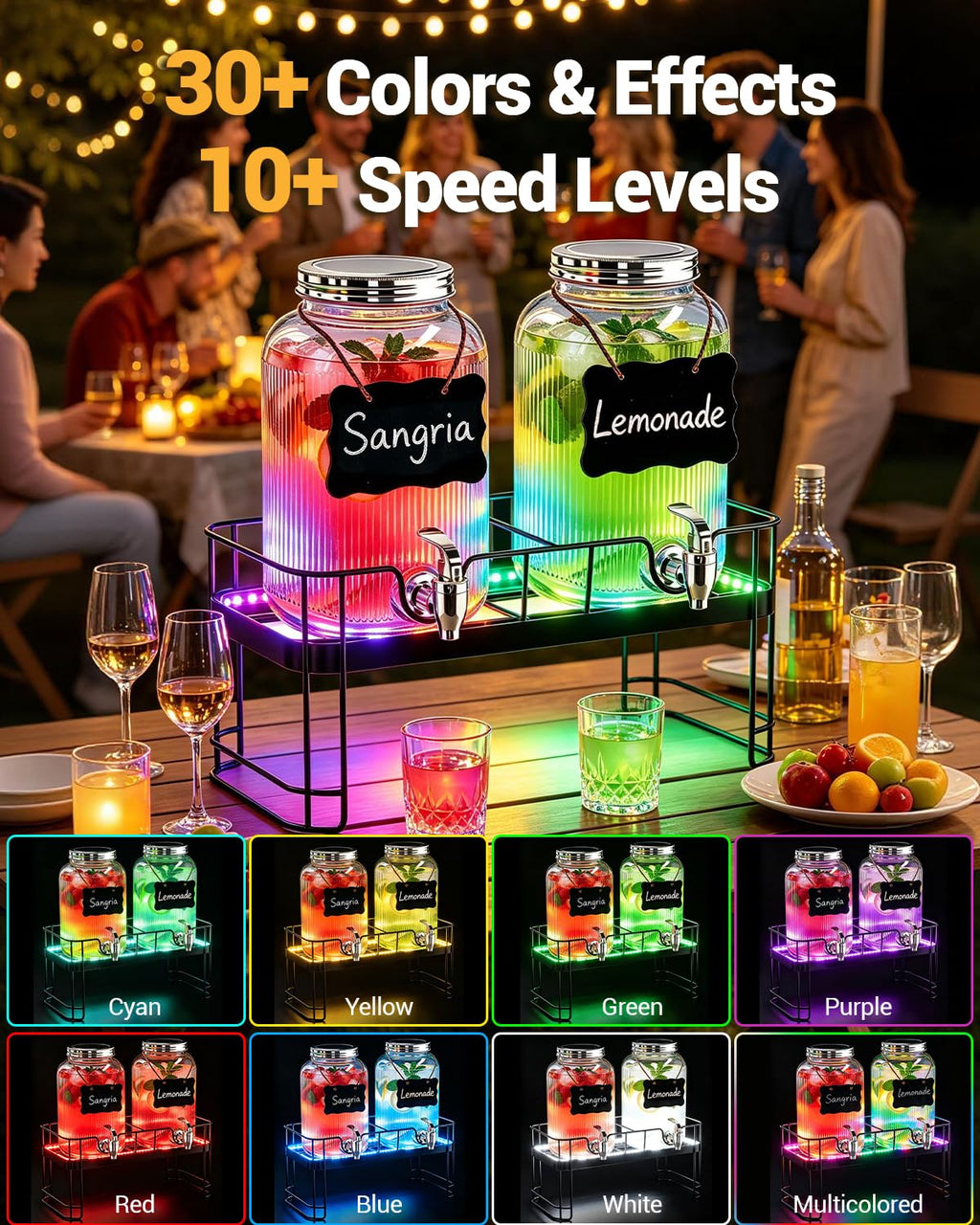 2 Pack 1 Gallon Glass Drink Dispensers with Stand C50401