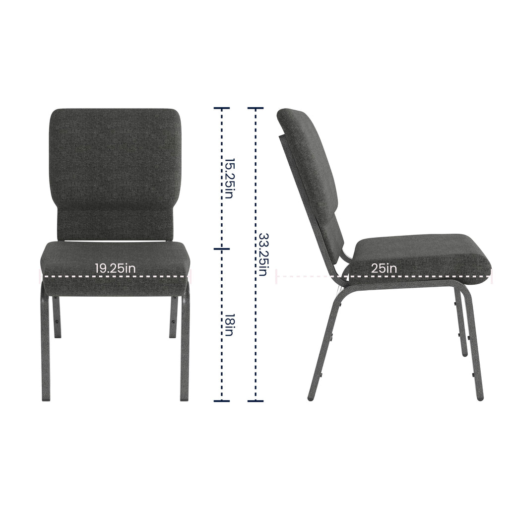Dark Gray Fabric Stacking Church Chair 4 Pack D566014