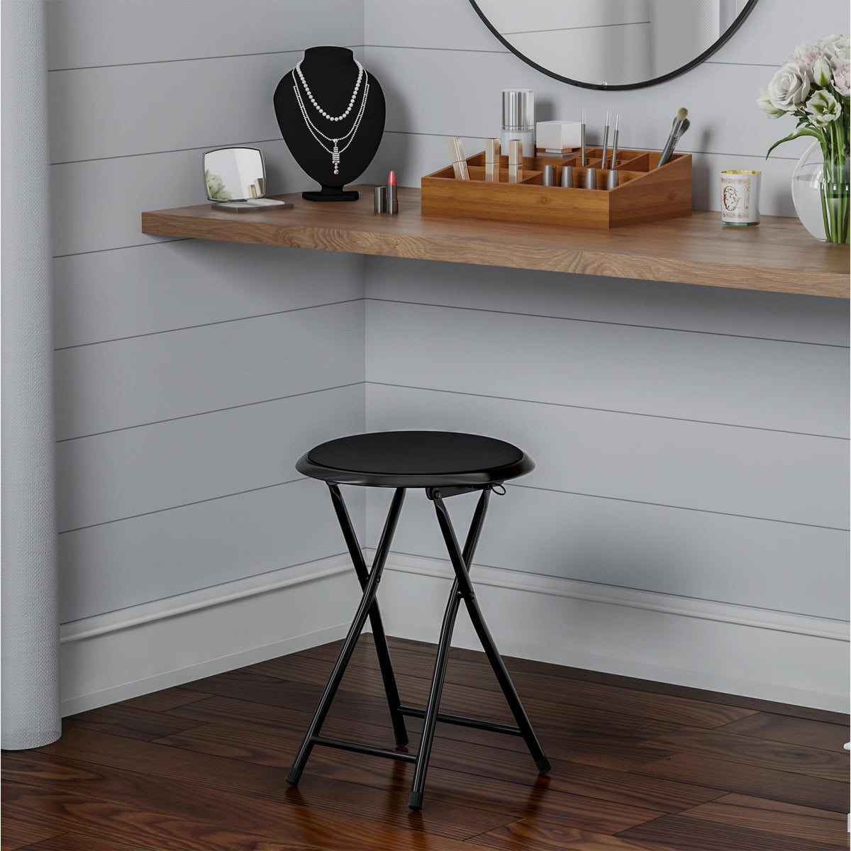 Black 18 Inch Portable Folding Stool F3005