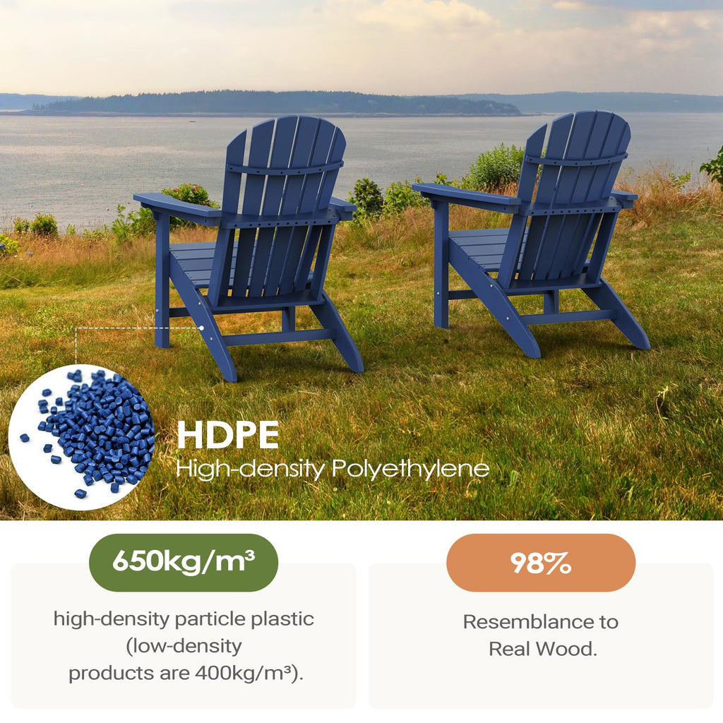 HDPE All-Weather Adirondack Chair 380 lbs Capacity Dark Blue M9164