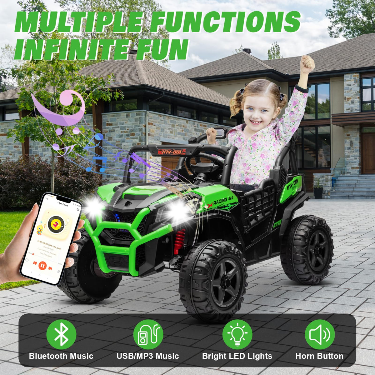 Green 2-Seater Ride On Car Truck D947261