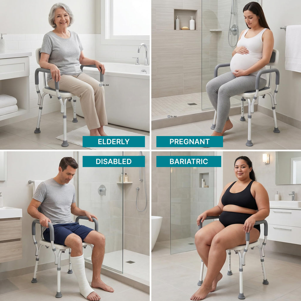 Shower Chair, 6-Height Adjustable, 400 lbs W532