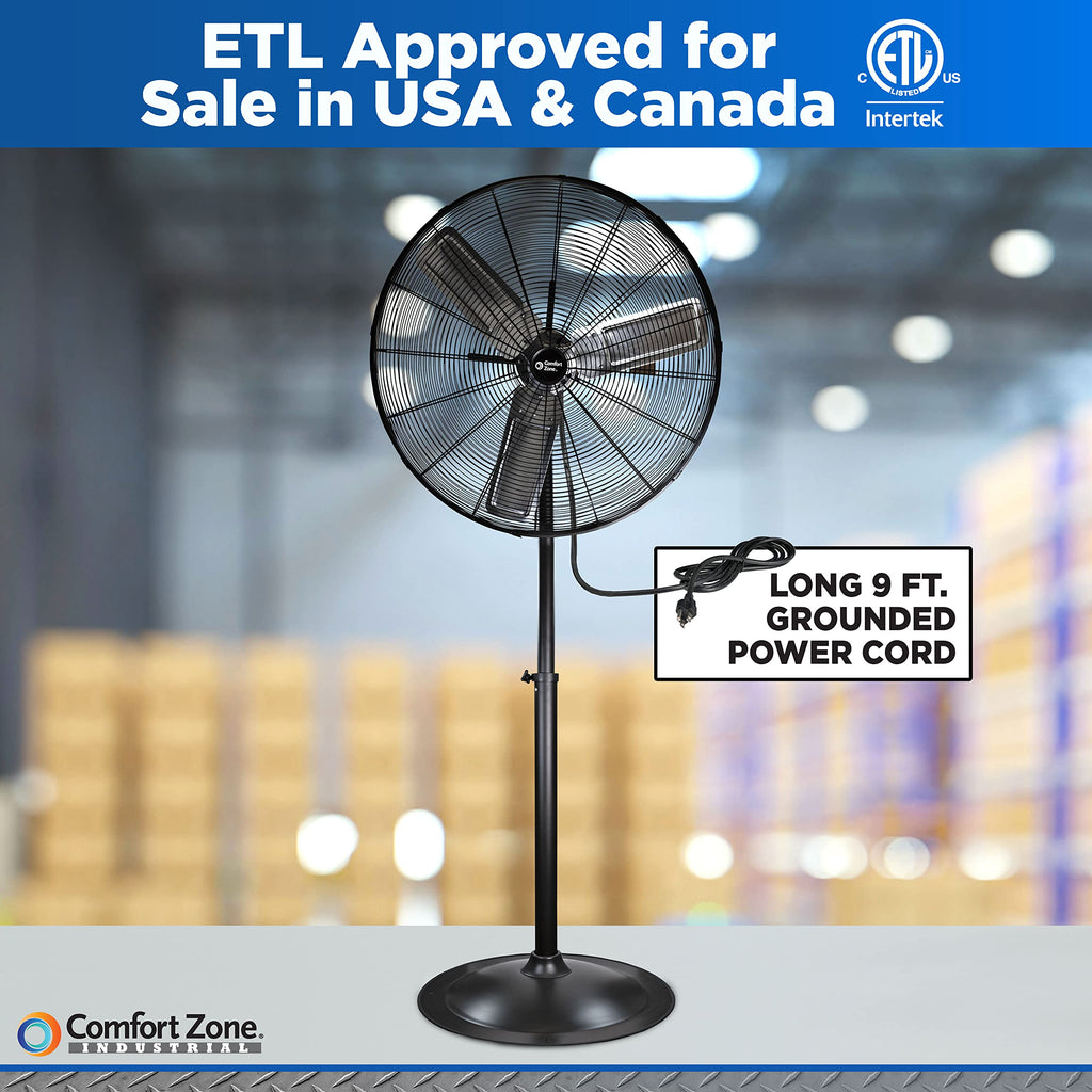 Industrial Pedestal Fan, 30 inch, 3 Speed, Adjustable Height, Metal X639