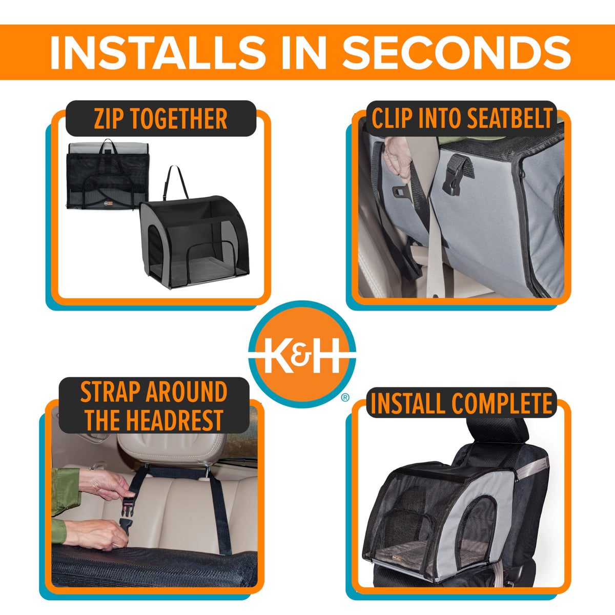Dog Car Seat, Medium, Gray/Black Y847884