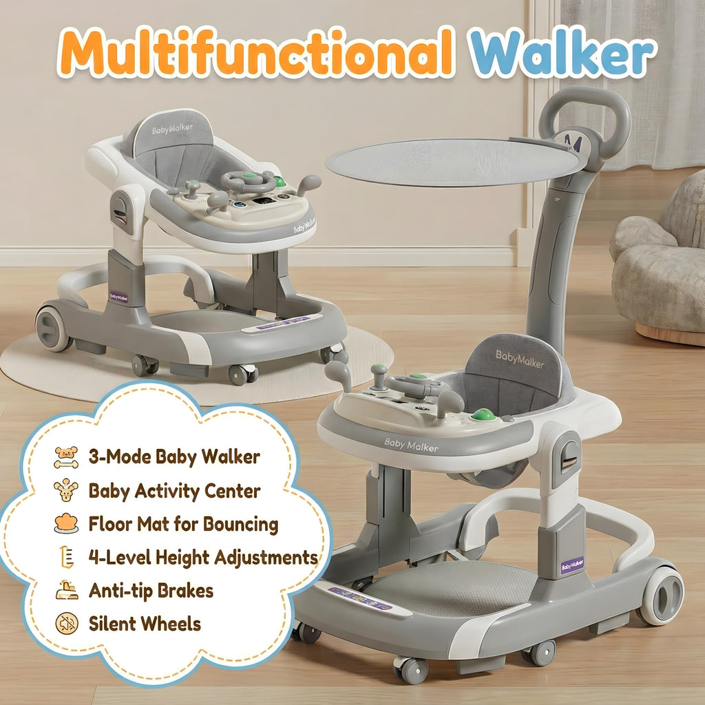 Foldable Baby Walker with Wheels and Bouncing Foot Mat L8238