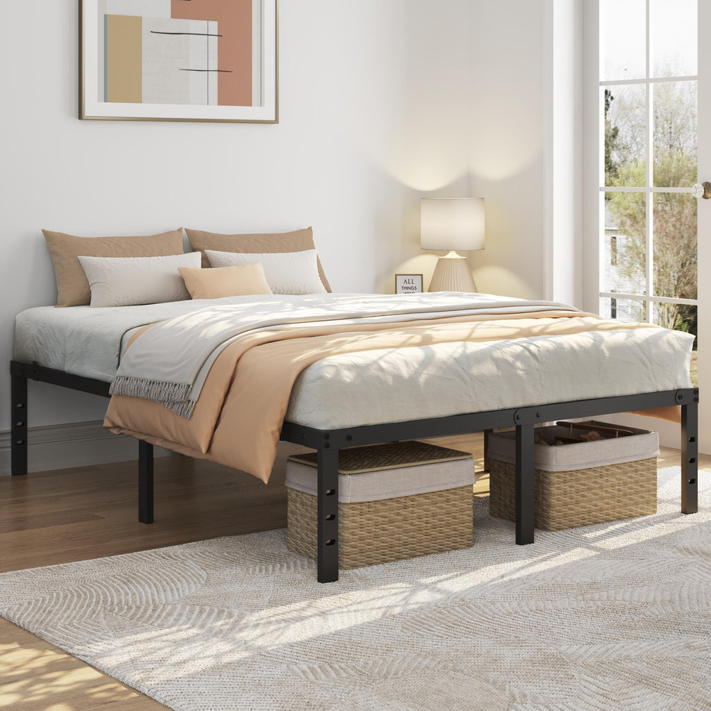 14 Inch Queen Size Black Metal Platform Bed Frame N3786