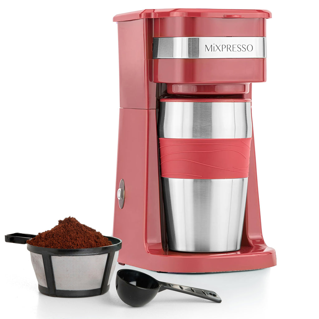 Single Serve Coffee Maker with 14oz Travel Mug Red O55522