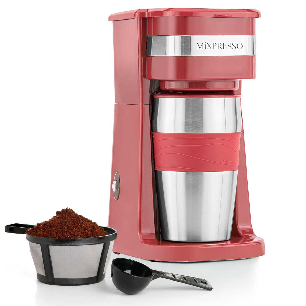 Single Serve Coffee Maker with 14oz Travel Mug Red O55522