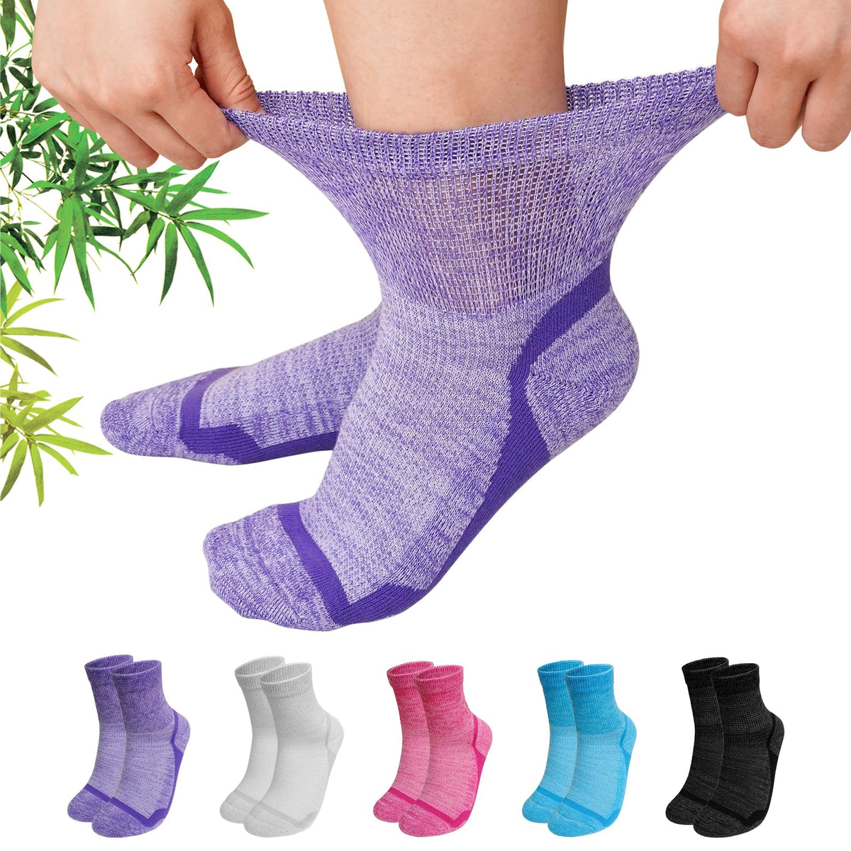 Bamboo Viscose Non-Binding Ankle Socks 5 Pairs H781