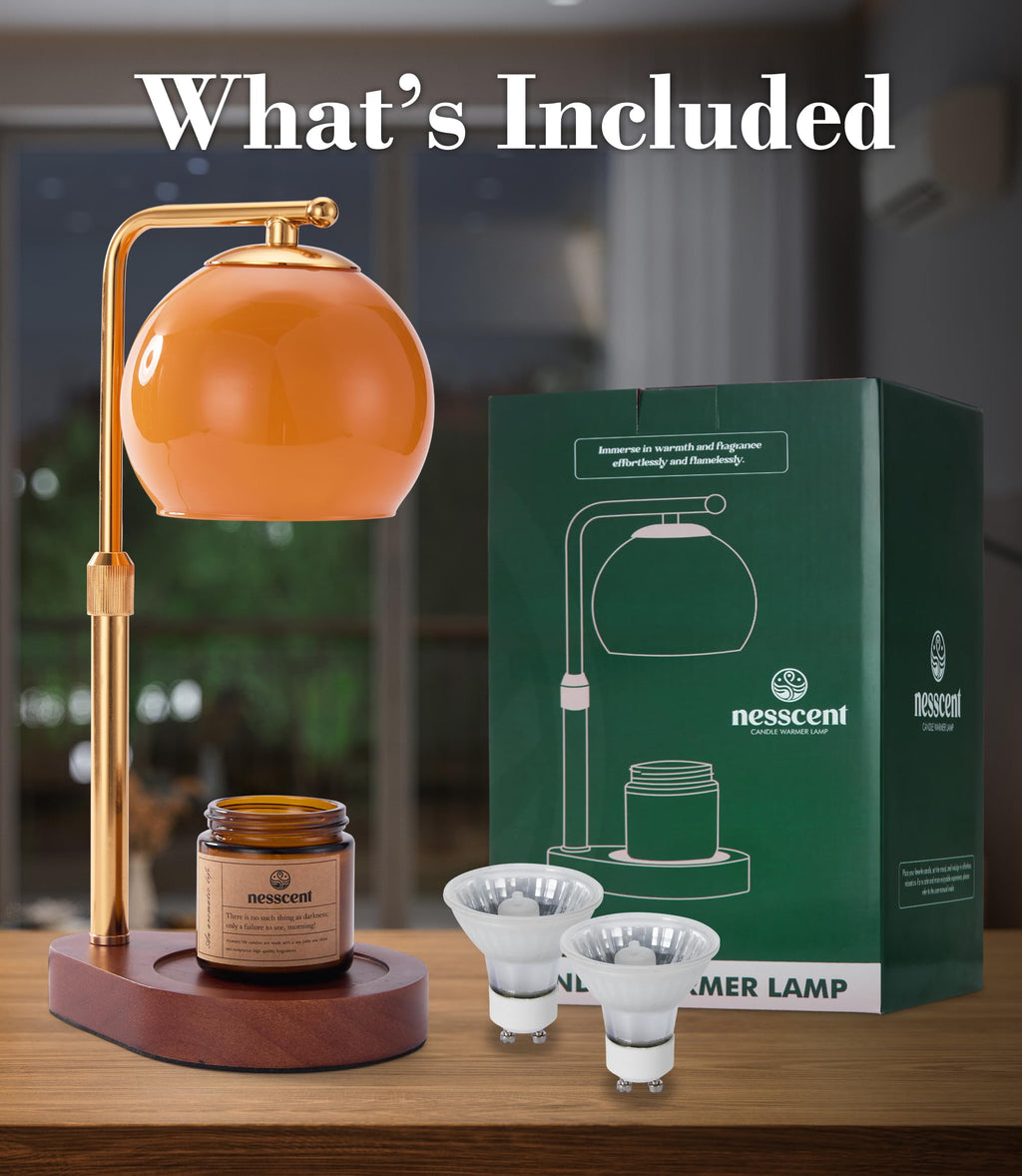 Amber Glass Candle Warmer Lamp Adjustable Height with Timer D177763