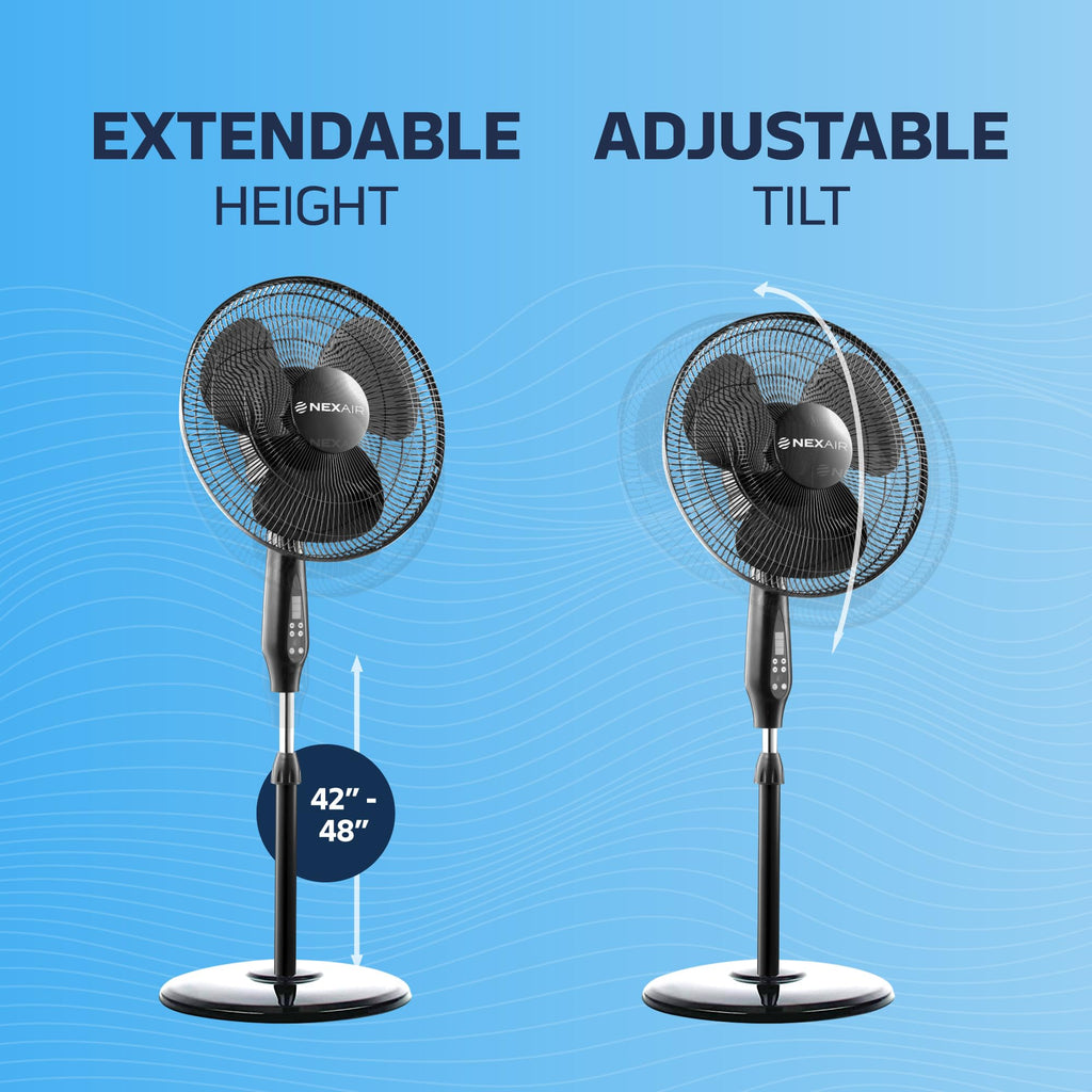 16 Inch Oscillating Pedestal Fan with Remote Control, 3 Speed, Adjustable Height M18018