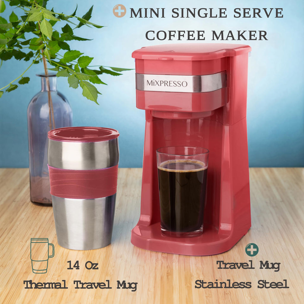 Single Serve Coffee Maker with 14oz Travel Mug Red O55522