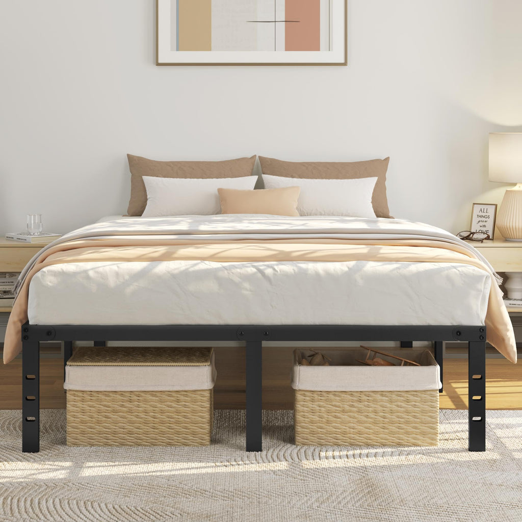 14 Inch Queen Size Black Metal Platform Bed Frame N3786