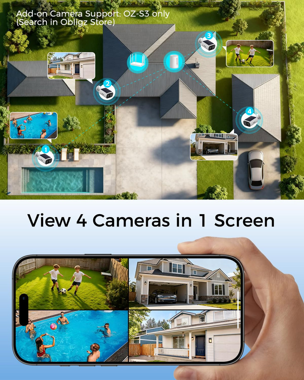 4MP Solar Security Cameras Wireless Outdoor I474
