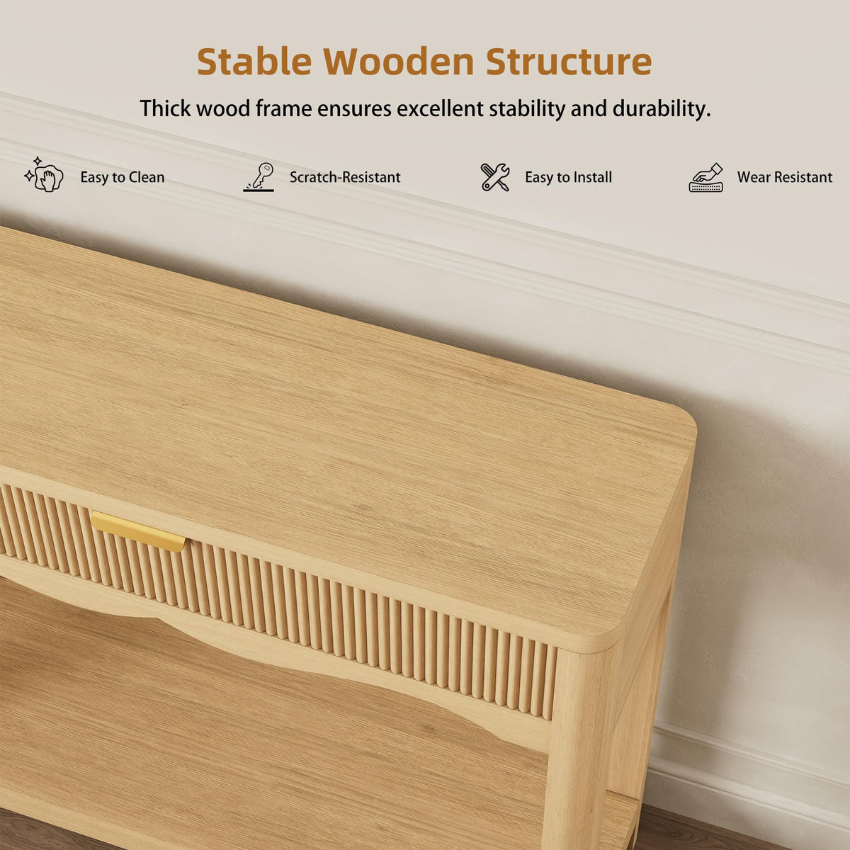 71" Oak Console Table with Storage H9004