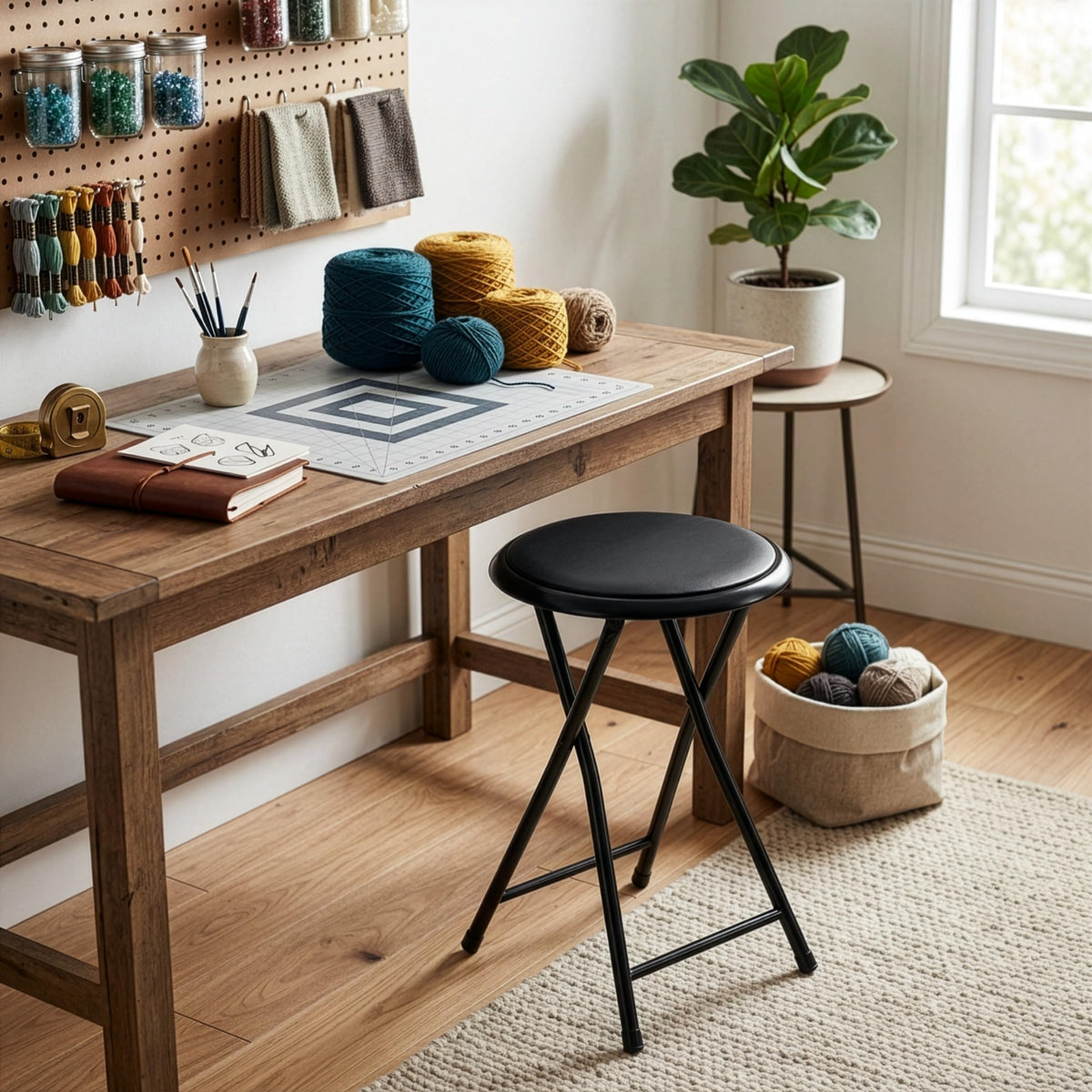 Black 18 Inch Portable Folding Stool F3005