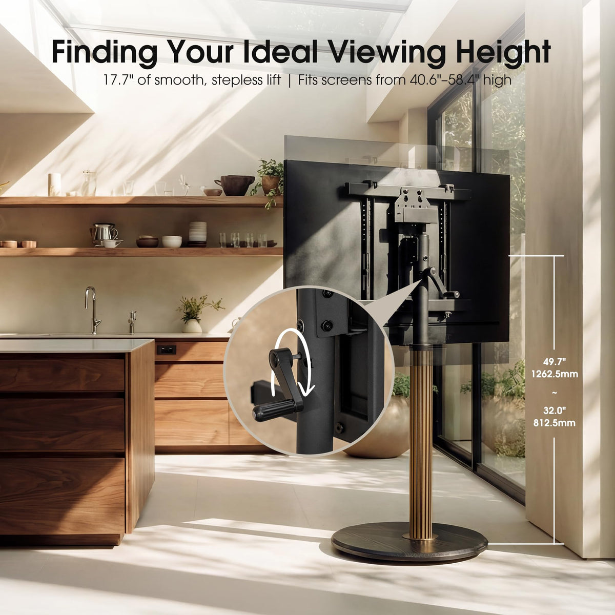 Aluminum Rolling TV Stand for 32-65 inch TVs E334