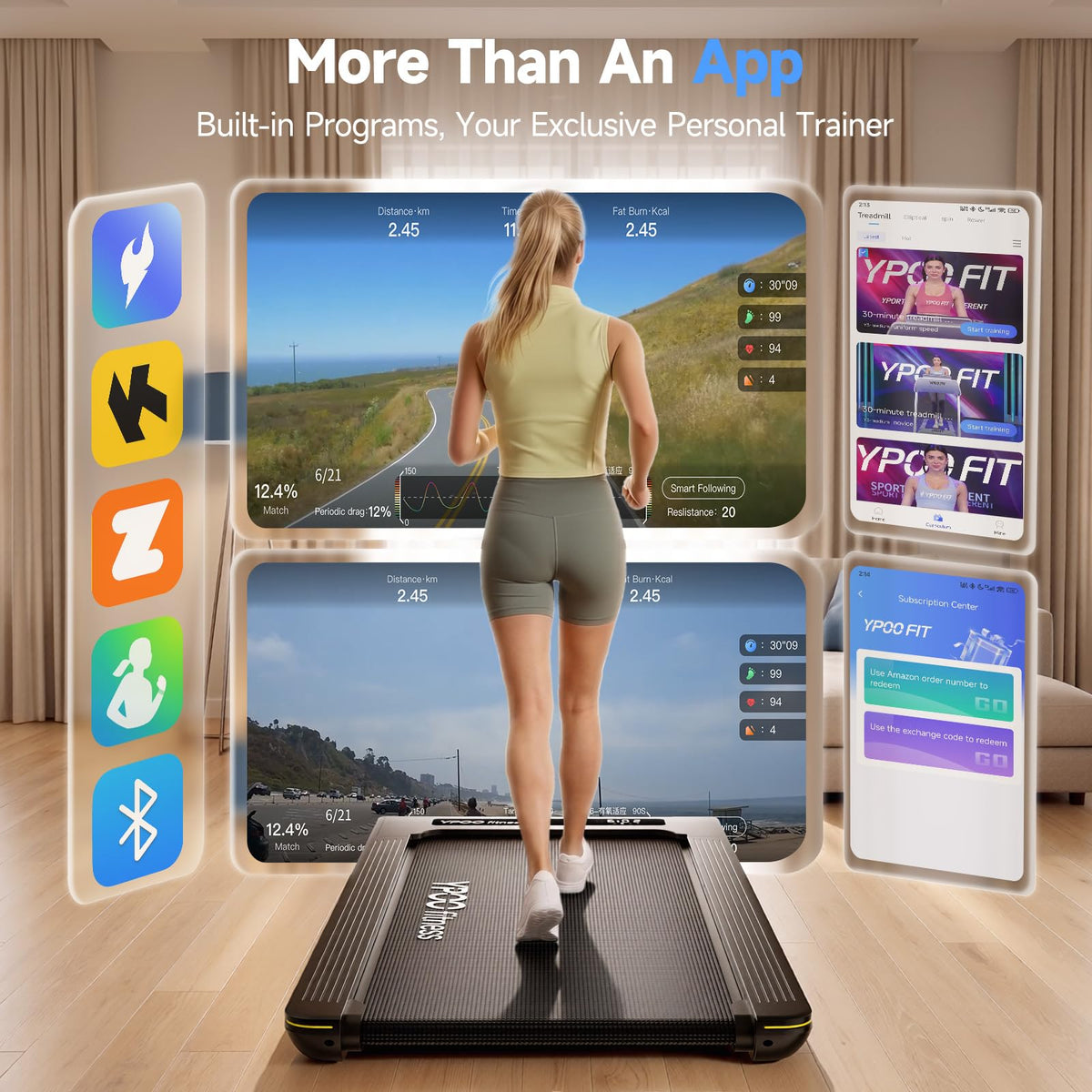 Walking Pad with 14% Incline Under Desk Treadmill A12313