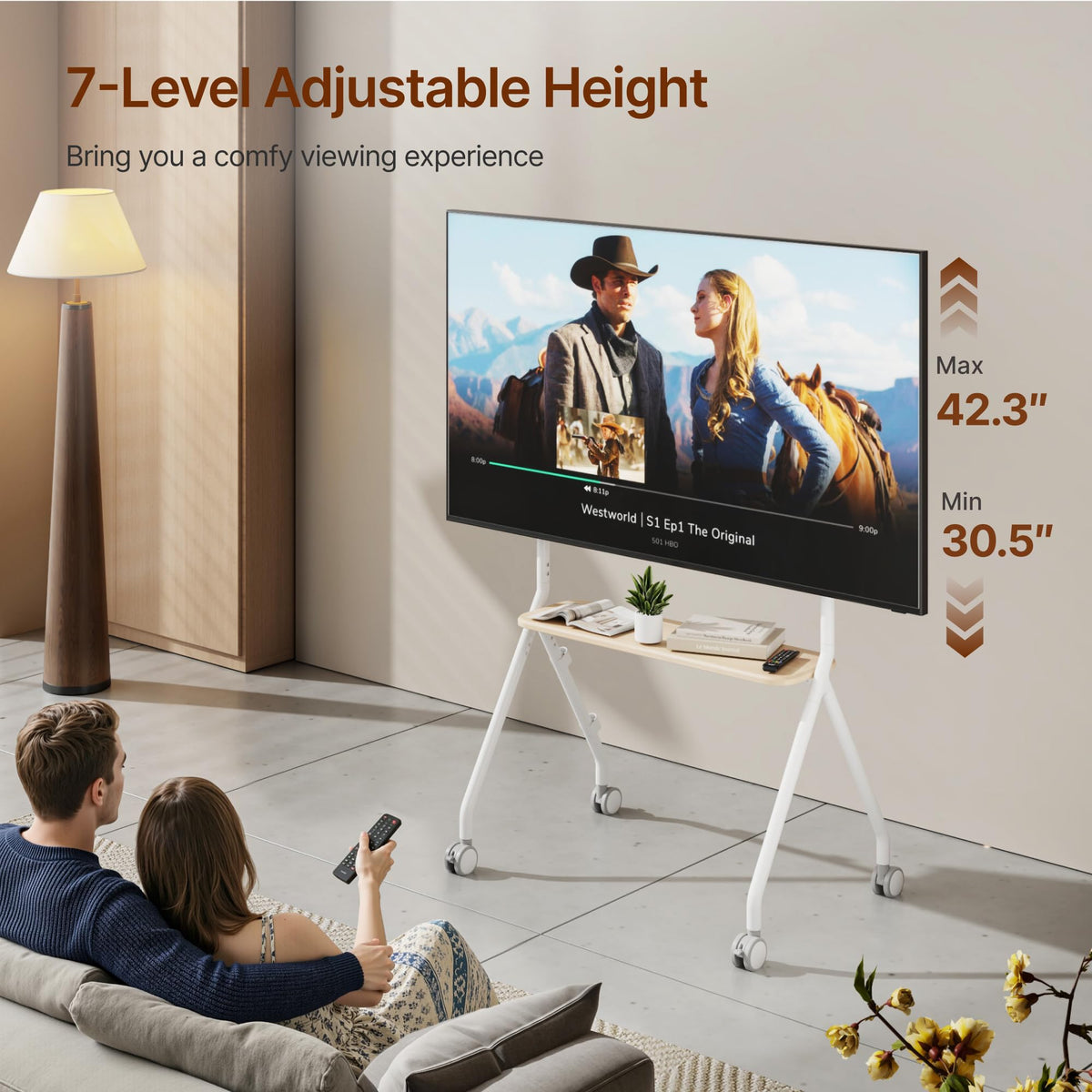 White Rolling TV Stand Y534452