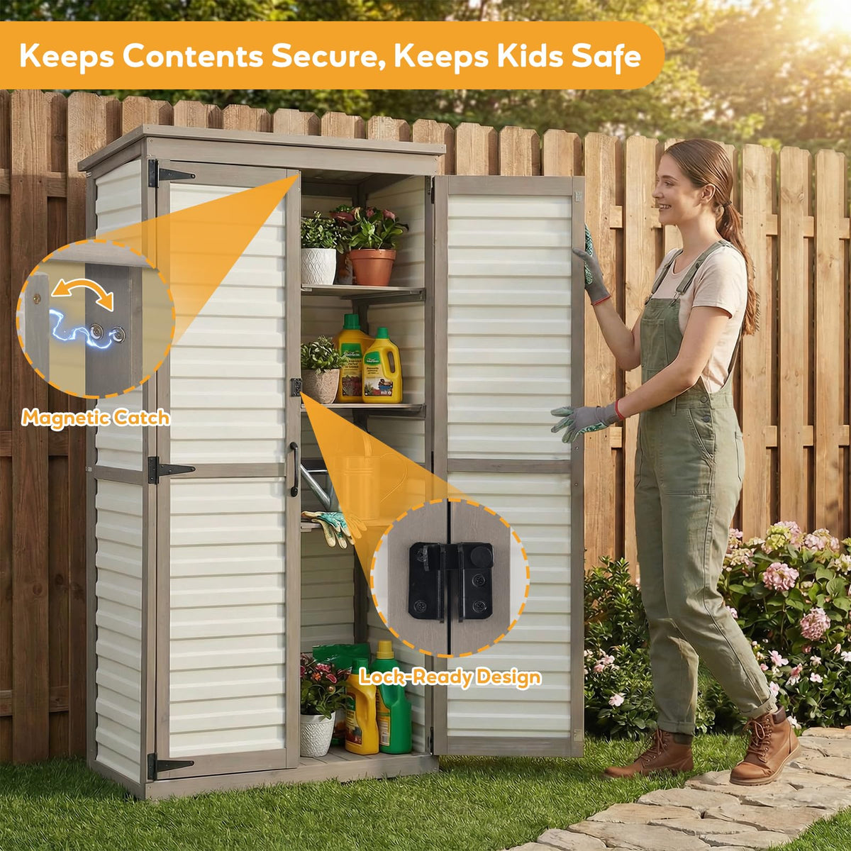 Outdoor Storage Cabinet with Adjustable Shelves S244