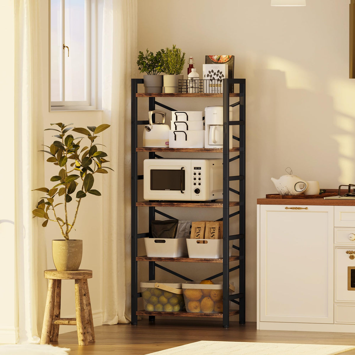 5 Tier Wood and Metal Bookshelf R148