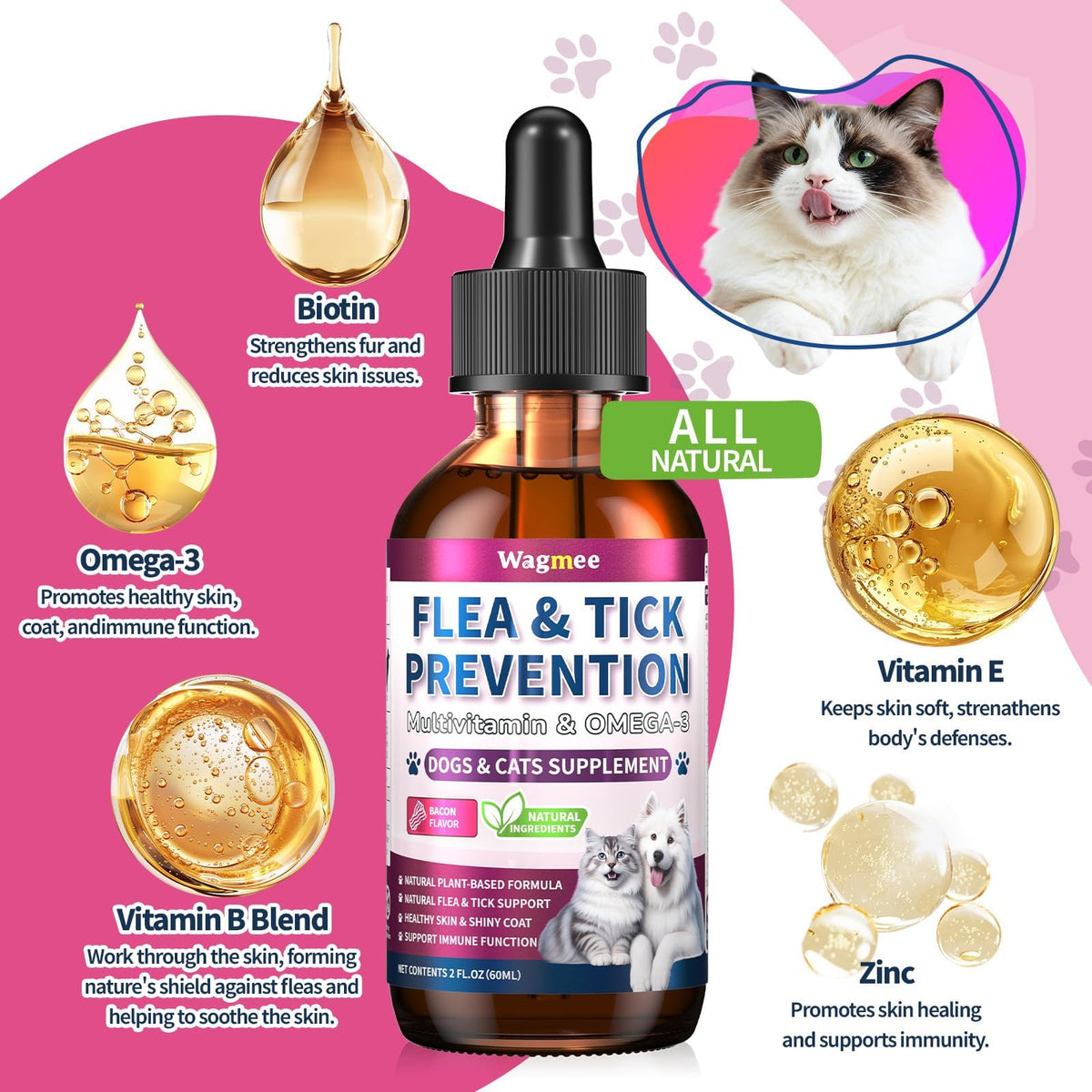 Flea and Tick Prevention for Cats & Dogs 60ml C639889