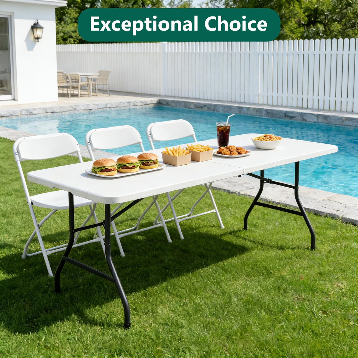2 Pack 6ft Heavy Duty Folding Table White R1596