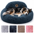 Medium Size Washable Anti-Slip Fluffy Plush Round Dog Bed P28059