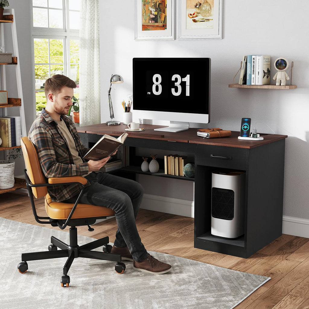 55.1" Black Drafting Table D40204