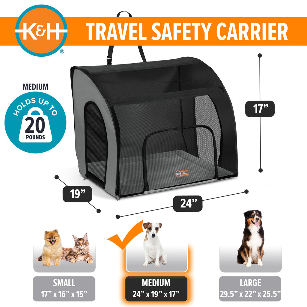 Dog Car Seat, Medium, Gray/Black Y847884