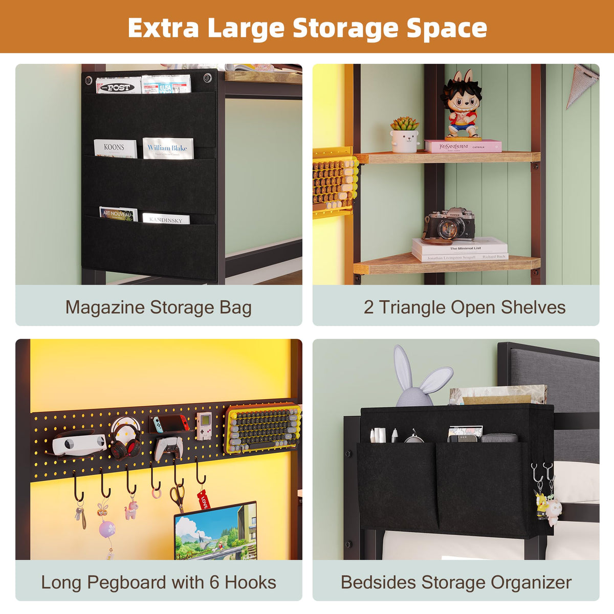 Twin Loft Bed with Desk and 6 Storage Drawers O417576