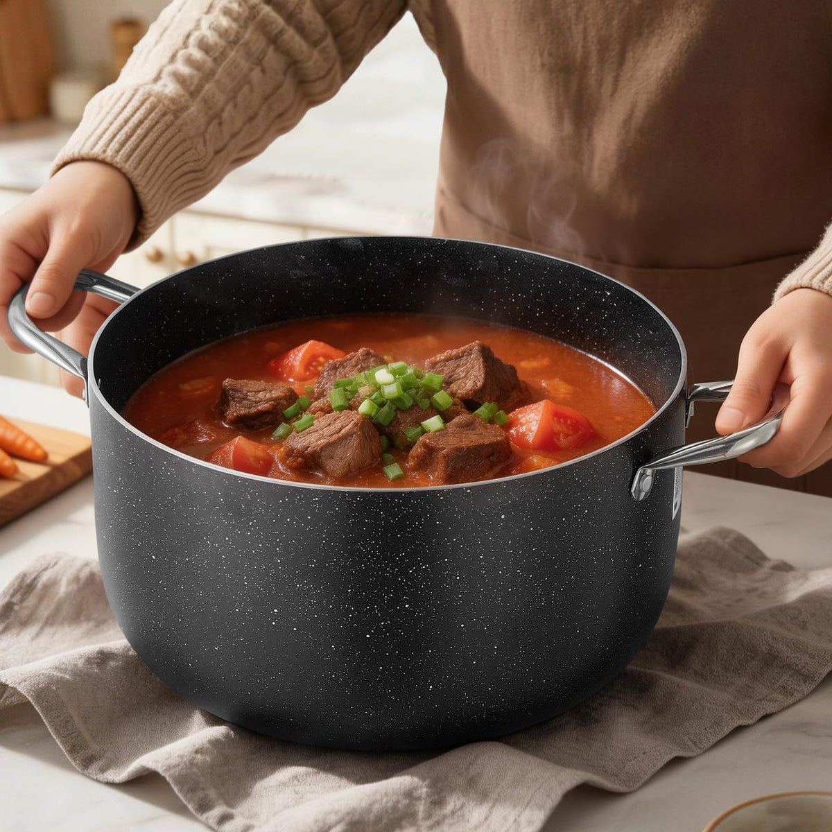 12-Quart Nonstick Ceramic Aluminum Stock Pot with Glass Lid Z564
